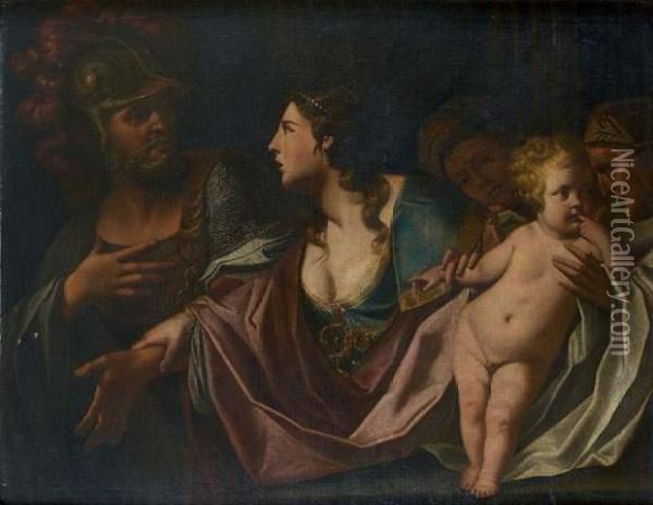 Les Adieux D'hector A Andromaque Et A Son Fils Astyanax Oil Painting - Luca Da Reggio (Ferrari)
