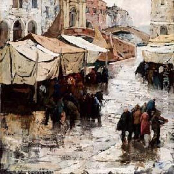 Mercato Veneziano Oil Painting - Angelo Pavan