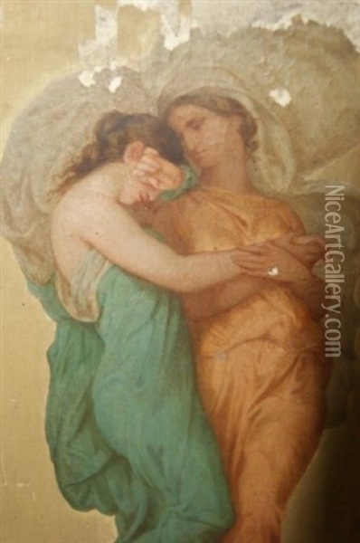 Allegorie De L'amitie (after William Bouguereau) Oil Painting - Louis Hector Leroux