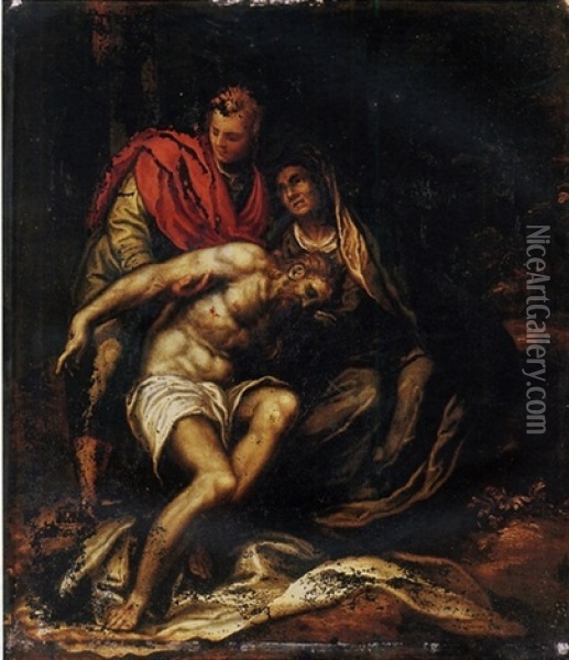 The Lamentation Oil Painting - Orazio (Horatio) Farinati