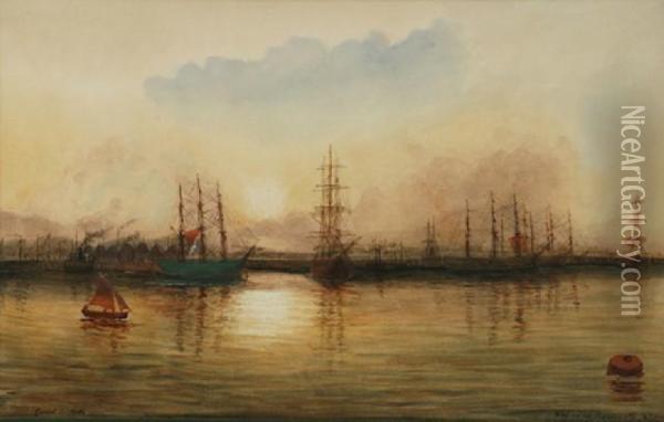 Evening Newcastle Oil Painting - John Ernest Breun