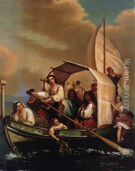 Die Bootspartie Oil Painting - Antoine de Gottrau