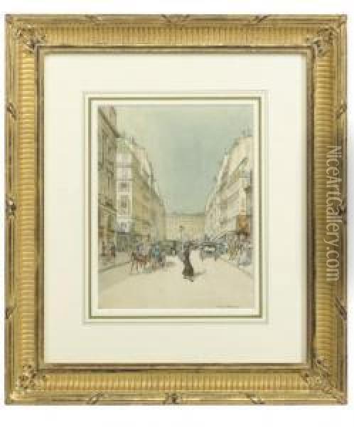 Parisian Street Scene Oil Painting - Harry Morley