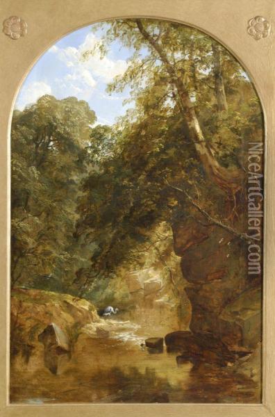 A Heron In A Rocky Gorge Oil Painting - Henry Jutsum