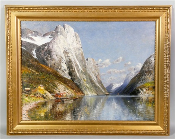 Landscape With Fjord Oil Painting - Adelsteen Normann