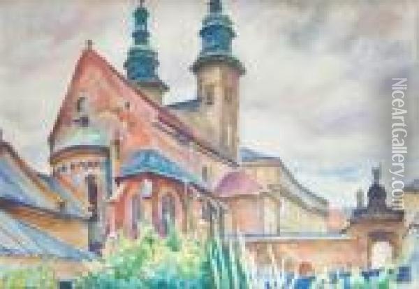 Widok Na Kosciol Sw. Andrzeja W Krakowie Oil Painting - Stanislaw Kamocki