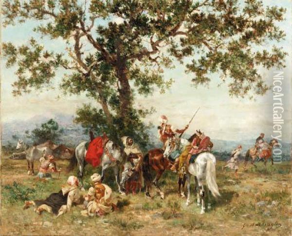 An Arab Encampment Oil Painting - Georges Washington