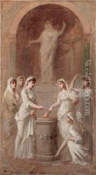 Le Culte De Vesta Oil Painting - Gustave Surand