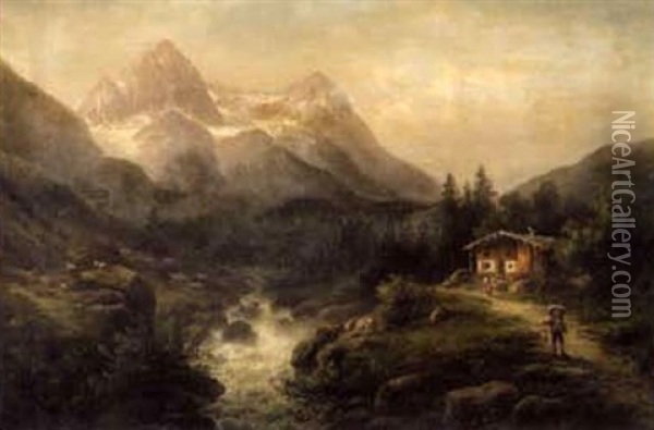Tirol Landscape Oil Painting - Johann August