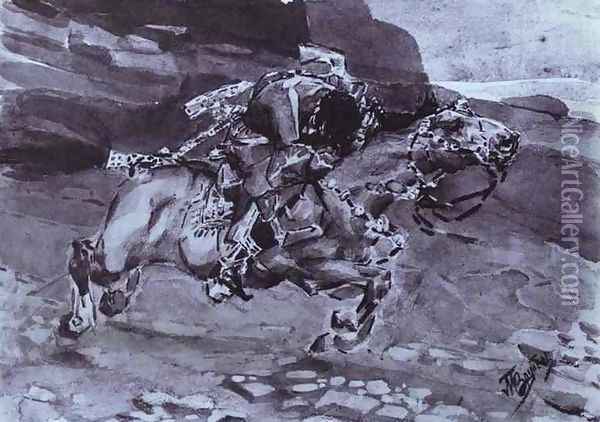 Rider 1890-91 Oil Painting - Mikhail Aleksandrovich Vrubel