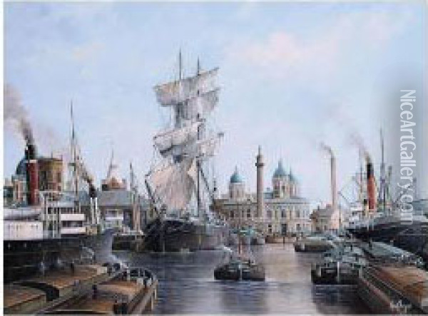 Feeling The Breeze, Princess Dock Oil Painting - Adrian Thompson