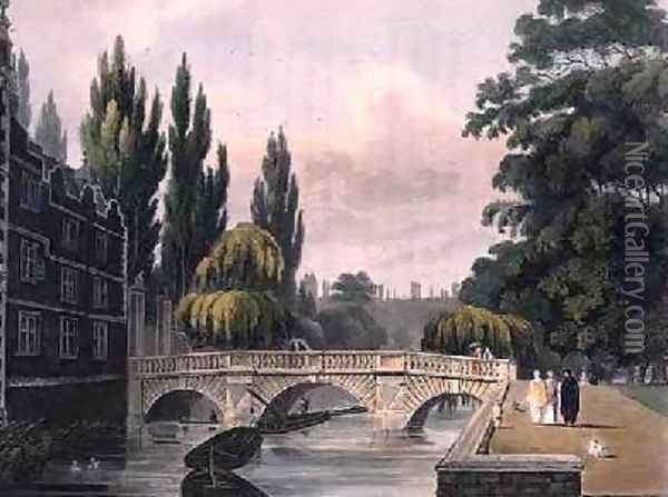 Exterior of St Johns College from the Gardens Oil Painting - Frederick Mackenzie