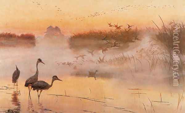 Dawn. The Kingdom of Birds Oil Painting - Jozef Chelmonski
