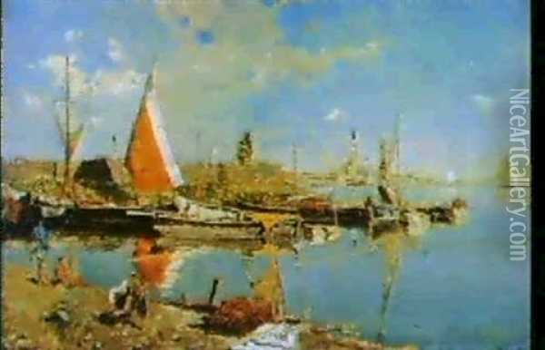 Venezia Oil Painting - Pietro Fragiacomo