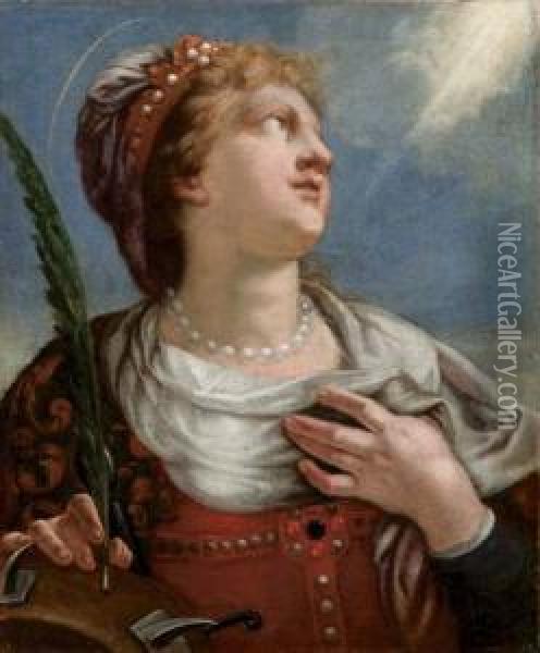 Santa Caterina Oil Painting - Girolamo Brusaferro