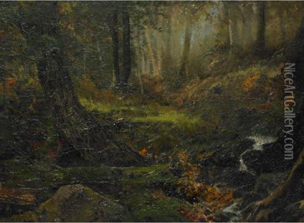 In A Boulton Forest Oil Painting - Aaron Allan Edson
