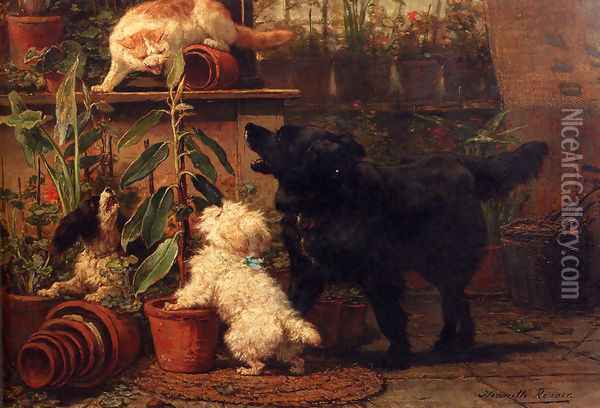 In The Greenhouse Oil Painting - Henriette Ronner-Knip