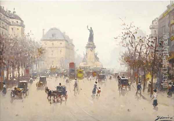 Place de la Republique, Paris Oil Painting - Gaspar Miro Lleo