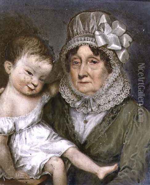 Mother of Agnes FitzHerbert with one of her grandchildren, c.1817 Oil Painting - William the Elder Corden
