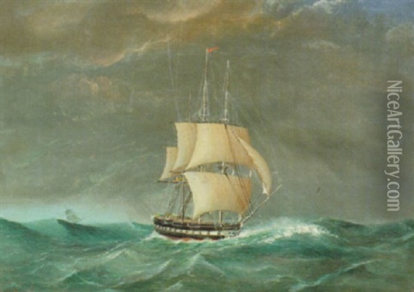Marin Med Segelfartyg Oil Painting - Adolf Nordling