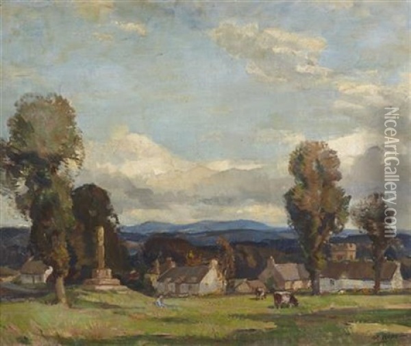 The Village Green Oil Painting - Robert Hope