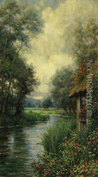 Rose Garden By A Stream Oil Painting - Louis Aston Knight