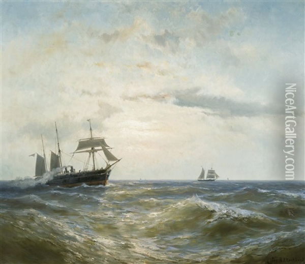 Marine Oil Painting - Johannes Hermanus Barend Koekkoek