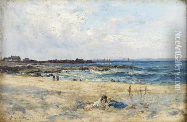 Girls On The Beach Oil Painting - Joseph Milner
