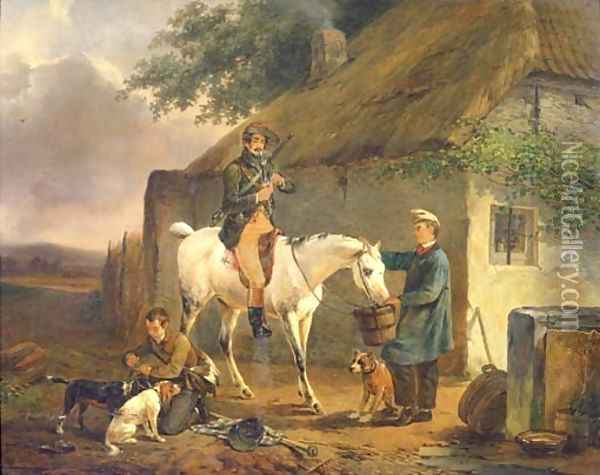A pause from the hunt Oil Painting - Joseph Jodocus Moerenhout