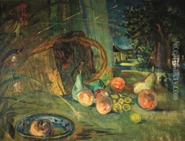 Nature Morte Au Panier De Fruits Oil Painting - Abraham Mintchine