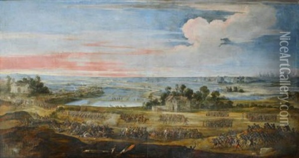 La Defaite Des Anglais En L'ile De Re Par L'armee Francaise Le 8 Novembre 1627 Oil Painting - Laurent de (LaHyre) LaHire