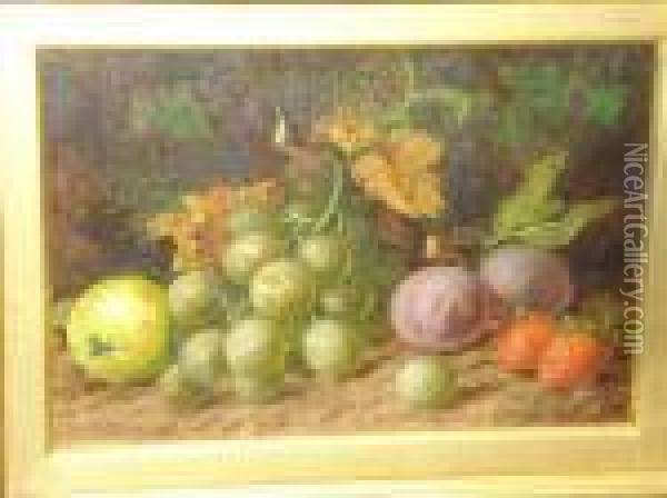 A Still Life Of Fruit On A Mossy Bank Oil Painting - Vincent Clare