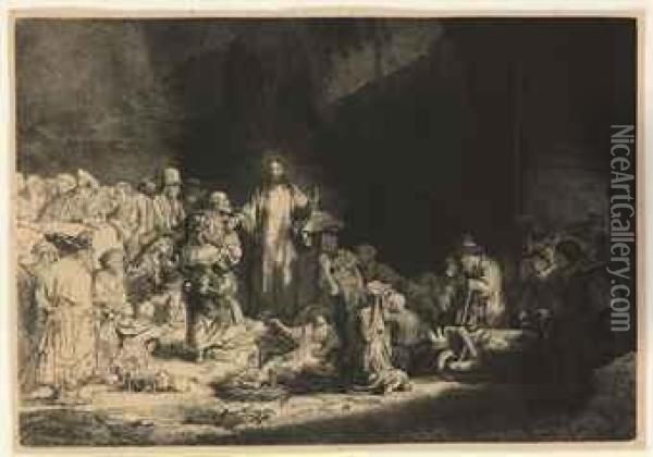 Christ Healing The Sick: The Hundred Guilder Print Oil Painting - Rembrandt Van Rijn