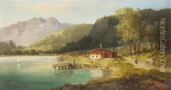 Seelandschaft Mit Gehoft Oil Painting - Joseph Brunner