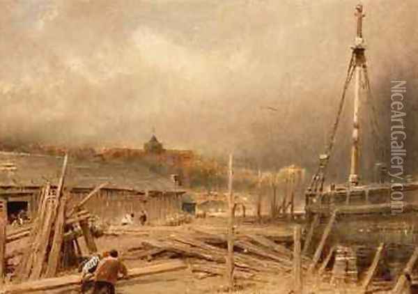 Boat Building Rye Oil Painting - Albert Goodwin