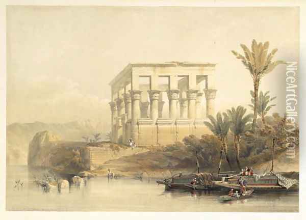 The Hypaethral Temple at Philae, called the Bed of Pharaoh, plate 65 from volume II of Egypt and Nubia, engraved by Louis Haghe 1806-85 pub. 1849 Oil Painting - David Roberts