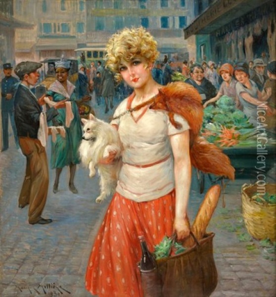 Jeune Femme Au Marche Oil Painting - Maurice Milliere