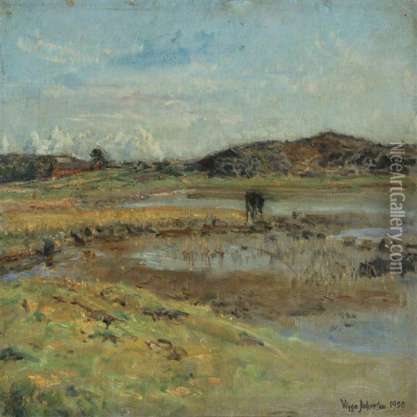 Scenery In A Meadow Oil Painting - Viggo Johansen