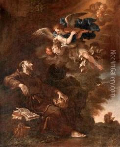 The Ecstasy Of Saint Francis Oil Painting - Cirlce Of Filippo Lauri