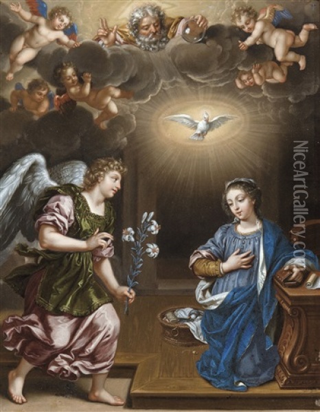 Le Message De L'ange Gabriel A La Vierge Marie Oil Painting - Denys Calvaert