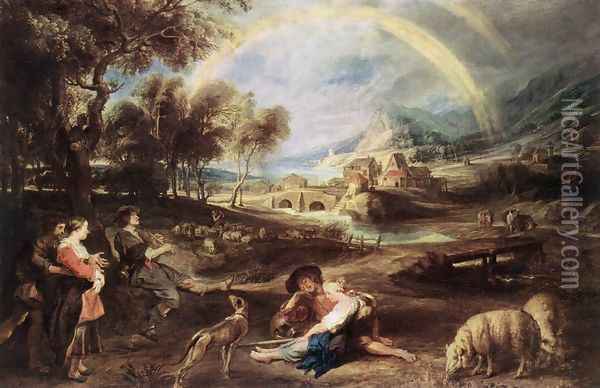 Landscape with a Rainbow 1632-35 Oil Painting - Peter Paul Rubens