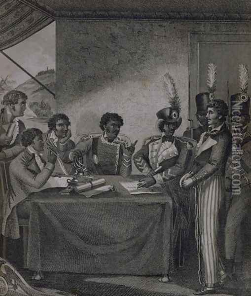 General Christophe at the Court Martial which Sentenced the Author to Death, from An Historical Account of the Black Empire of Hayti written by the artist, engraved by J. Barlow, published 1805 Oil Painting - Marcus Rainsford