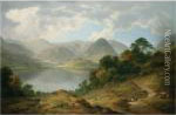 View Of Grasmere, In The Lake District Oil Painting - John Glover