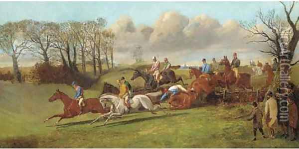 Over the fence, a steeplechase Oil Painting - Henry Alken
