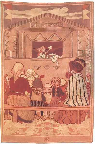 Puppet Theatre 1907 Oil Painting - Aladar Korosfoi-Kriesch