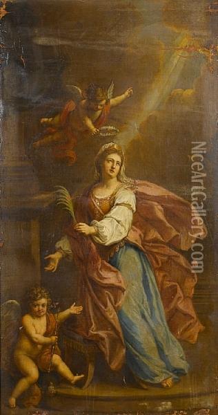 A Female Martyr Saint Oil Painting - Noel Coypel