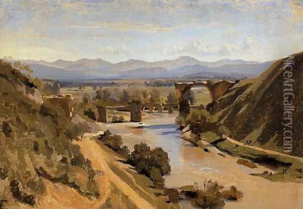 Narni - The Ponte Augusto over the Nera Oil Painting - Jean-Baptiste-Camille Corot