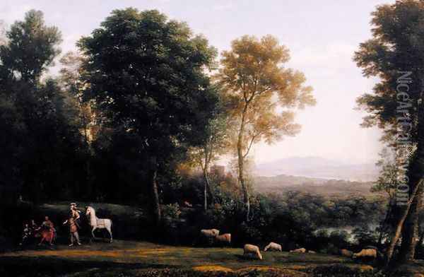 Landscape with Erminia in Discourse with the Old Man and his Sons Oil Painting - Claude Lorrain (Gellee)