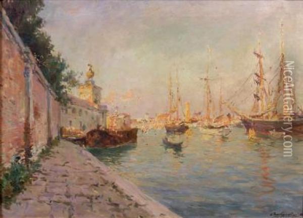 Vue De Venise Oil Painting - Julien Gustave Gagliardini