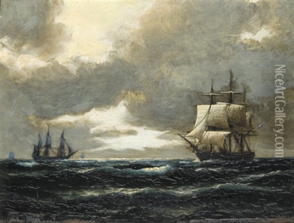 Tall Ships Oil Painting - August J.P. Bohnhorst